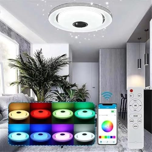 ELINKUME RGB LED Deckenleuchte mit Bluetooth Lautsprecher 30W,Ø30cm Musik Farbe Rhythm Dimmbare RGB Deckenleuchte mit Fernbedienung oder APP Steuerung für Wohnzimmer,Küche,Kinderzimmer,Schlafzimmer
