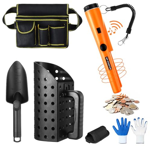 Metal Detector Kit Accessories Include Metal Detector Pinpointer, Sand Sifter Scoop, Shovel Glove, Finds Bag, Semi Waterproof Detection Handheld Pin Pointer Wand Accessories for Adult Treasure Hunting