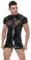 Moinha Wetlook Bodysuit Herren Leder Body Stretch Slim Fit Lack Leder Overall Catsuit Männer Mesh Bodysuit Einteiler Mesh Shirts und Boxer Shorts Anzug Dessous Sexy Transparent Muskel Jumpsuit (XL)