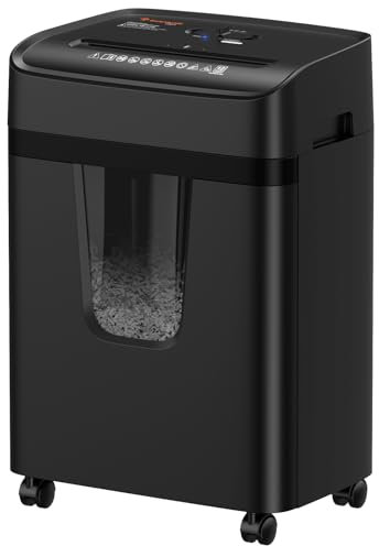 Bonsaii 12 Sheet Paper Shredder for Home Office, Heavy Duty Cross Cut Shredder with 5.5 Gal Pullout Bin, Home Shredder for CDs/Credit Card/Document/Mail, P-4 Security Level