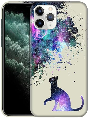 GlamCase for iPhone 11 Pro, iPhone 11 Pro Case - Galaxy Cat Pattern Design Printed Slim & Sleek Cute Plastic Hard Snap on Protective Designer Back Phone Case/Cover for iPhone 11 Pro