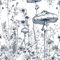 ReWallpaper Papier Peint Blanc Papier Peint Chambre Salon Vintage Rouleau Adhesif pour Meuble Blanc et Noir Film Adhésif Meuble Motif Champignon Decoratif Papiers Peints Fleurs 44.5cm×3m