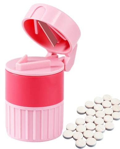 Trituradora y cortadora de pastillas,Trituradora de pastillas, Frasco de pastillas de viaje, Molinillo pulverizador 4 en 1, triturador divisor de tabletas, tritura pastillas, triturador y triturador d