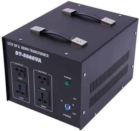 Spannungswandler 5000W Transformator 110V⇋220V Up/Down Voltage Converter mit 4 Steckdose Reise-Transformator für alle Geräte, Haushaltsgeräten