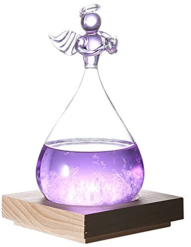 Wettervorhersage-Flasche, innovative Engel-Form Glasflasche mit Temperaturänderungserkennungsfunktion, klare Flüssigkeit, Heimdekor, unterstützt für Valentinstagsgeschenk, gute Wahl