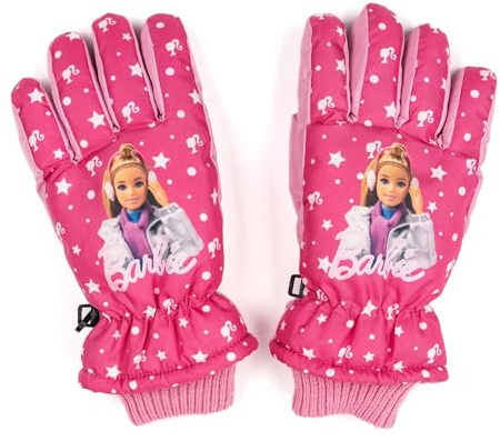 Barbie Gants de ski d'hiver pour fille, gants d'hiver imperméables et coupe-vent, gants de neige, gants chauds pour snowboard et ski, rose (rose, 8-10 ans)