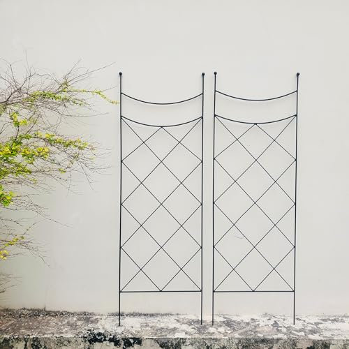 SCENDOR 2 Pack 45.3 H x 15 W Metal Garden Trellis for Climbing Plants, Black Iron Trellis for Vines Plant Rose Vegetable Support, Decorative Outdoor Trellis,2 Pack
