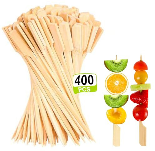 400 Stück Spieße Fingerfood, 12cm Spieße Lang Fingerfood Bambus, Fingerfood Spieße für Zuckerwatte Stäbe, Partyspieße, Burger Spieße, Grillspieße, Bambus Stäbe, Marshmallow Spieße, Obstspieße