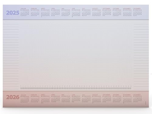 Schreibtischunterlage Desktop Assistent AMBIENT aus Papier DIN A2 | Kalendarium, viele hilfreiche, praktische Features | 25 Blatt | Notiz Unterlage | mit extra Kalenderblatt (Motiv Farbverlauf)