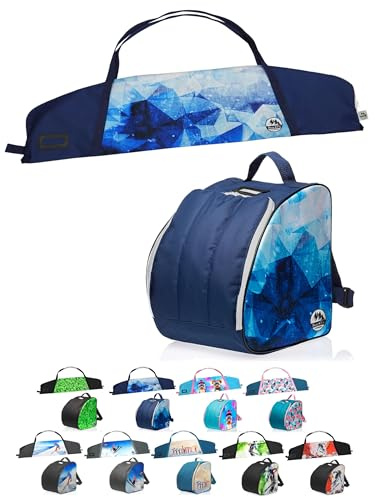 BAMBINIWELT Kinder Ski Set - Skischuhtasche, Standfläche & Skitasche - Ski, Stöcke & Handschuhe - Rucksack Boots, Helm & Skibrille - Cordura, wasserfest