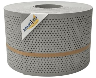 zaun|zu® Premium Sichtschutzstreifen GELOCHT | genarbte Oberfläche | 20% Lochmuster | PP für Doppelstabmatten | Sichtschutz Rolle | Polypropylen | Zaunblende | Made in Germany Steingrau 50m