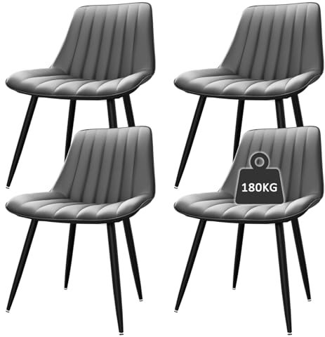 AnYu Furniture Juego de 4 sillas de Comedor, sillas de Cocina con Respaldo de 7 cm, sillas de Mesa de Comedor con cojín de Asiento de 5 cm, Capacidad de Carga 180KG, Silla tapizada para