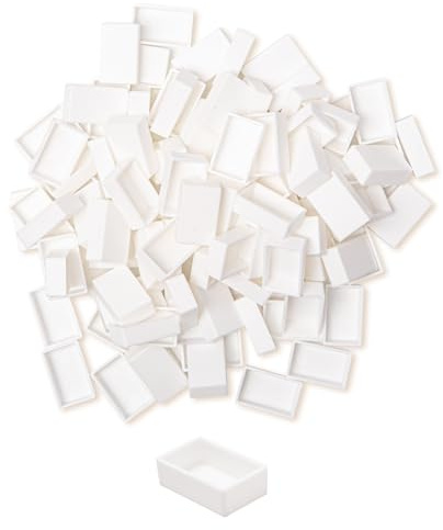 Bofanze 100 Piezas Pequeñas de Acuarela Vacía Acuarelas Blanca Paleta | 3,6 ml, blanco, cuadrado, grandes cantidades, mini, material de pintura