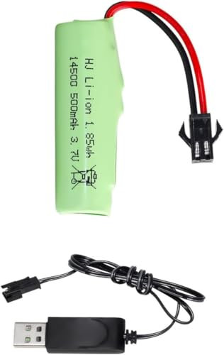 ERYNK Batterie Li-ion SM-2P rechargeable 3,7 V 500 mAh pour RC Stunt Car RC Car RC Boat Tumbling Amphibious RC Car RC Camion et C63 E35 DE38 DE40 DE50 DE55 et USB