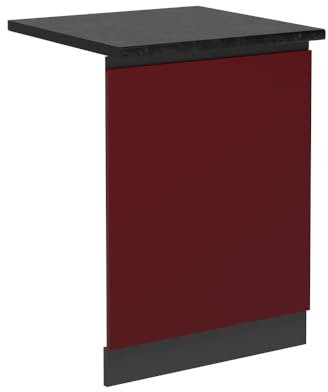 Vicco Geschirrspülblende R-Line, Geschirrspüler Fronttür, Rot, 60 cm, AP Anthrazit
