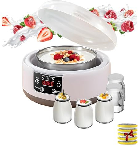 36 Hour Yogurt Maker, Yogurt Machine with Adjustable Temperature and Time Control, 1.2L Yogurt Machine with LCD Display, Multi-Function Yogurt Machine for Home Use(with 5 Cups)