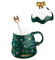 VICASKY Tazza di Natale con renna agitatore – Tazza in ceramica con arco di fortuna e coperchio – Tazza di caffè natalizia perfetta per occasioni festive – in elegante verde