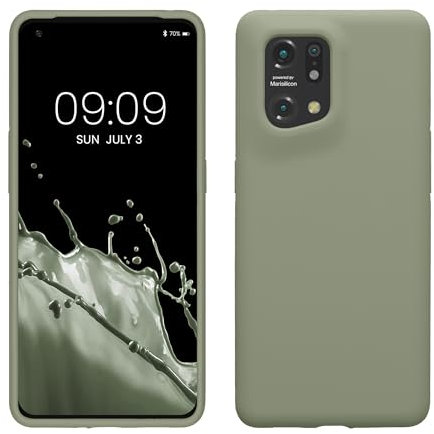 kwmobile Carcasa Compatible con OPPO Find X5 (5G) Funda - Case TPU y Silicona antigolpes - Apto Carga inalámbrica - Gris Verdoso