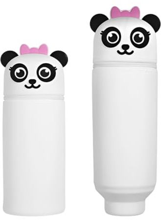 DEZP Kawaii Pencil Case 2 In 1 Soft Silicone Federmäppchen,18.5 * 6.5Cm Tierserie Multifunktions Theme Pen Holder Zipper Colored Pencils Marker,Stifte Mäppchen Für Legami Pens(Panda,G)