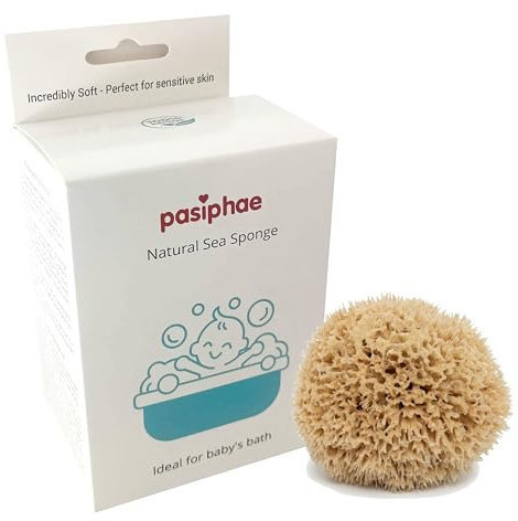 Pasiphae Éponge d'Inde pour bébé dans une boîte cadeau, serviette de toilette douce pour bébés et enfants - 100 % naturelle - nid d'abeille bio - Cadeau de grossesse / naissance - Taille S 0-24 mois +