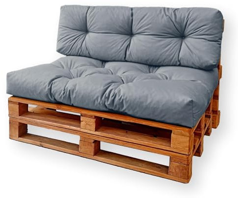 4L Textil Palettenkissen waschbar Palettenauflagen Outdoor Europaletten Sitzkissen Rückenlehne Sitzkissen Seitenkissen wetterfest (Set (Sitzkissen 120x80 + Rücklehne 120x40), Dunkelgrau Uv-beständig)