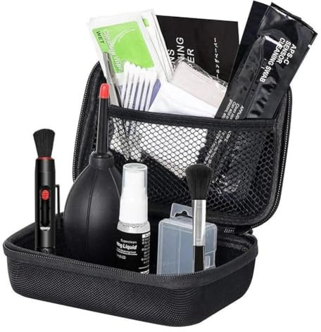 Kit de limpieza profesional de 19 piezas para cámaras réflex digitales, juego de limpieza de sensor de limpieza de lentes con botella de soplado, solución de limpieza, bolígrafo de limpieza de lentes