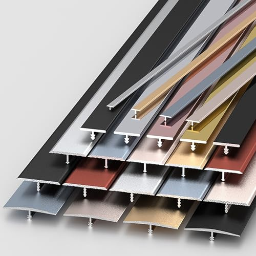 3 * 90cm T Shaped Flooring Transition Strips, Metal Flat Seam Strip, For Joining Flooring Gaps Of Laminate Planks Tile And Door Threshold, 3 * 90cm(Silver,6mm)