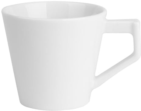 Olympia Whiteware Deco Vitrified Porcelain Cups 150ml (Pack of 6), 150 ml | Deco-styled handles offer a secure grip for serving hot drinks in busy commercial cafes, hotels and restaurants.
