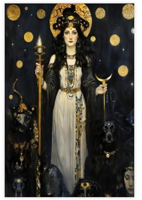 WJWART Leinwandposter Göttin Hekate, Schlafzimmer, Dekoration, Landschaftsdekoration, Geschenk, 60 x 90 cm