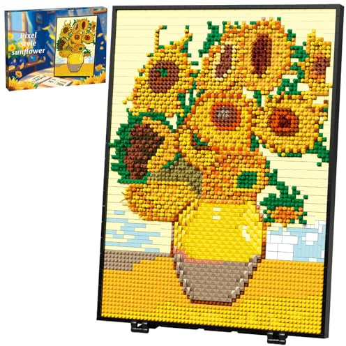 HJPLPXH Pixel Sunflower Painting Frame Art Crafts for Home Office Decor