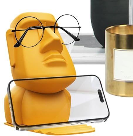 Brillen-Gesichts-Display – ABS 12.5x12.5x8.5cm | Interessanter Osterinsel Kopf Brillenhalter | Eyewear-Ständer Skulptur Stilvoll | Dekoration Für Sonnenbrillen, Optische Fassungen Und Zuhause