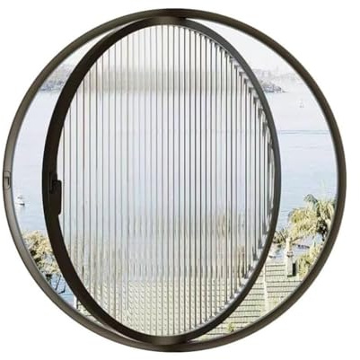 Runde, Drehbare Glasfenster – Um 360° Drehbare Lüftungsfenster – Bündig Abschließende Fenster Für Gartenhäuser – Fenster Für Mobilheime Mit Gehärtetem Glas(Schwarz,40 cm/15.7)
