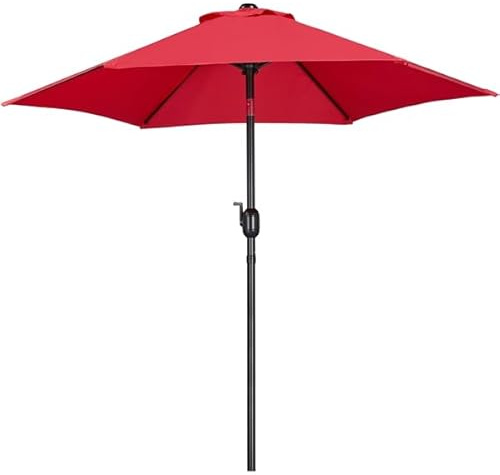 Yaheetech Ombrellone da Giardino Esterno Portatile Inclinabile Parasole Protezione UV, Ø 223cm con Manovella Reclinabile Telo in Poliestere Tubo in Alluminio Spiaggia Cortile Terrazzo, Rosso