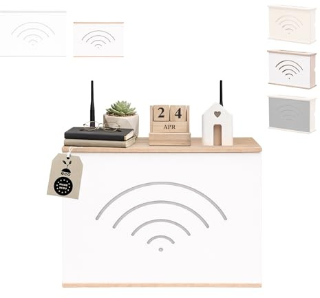 MOE UHANE Copertura per router WiFi, copertura router, mensola per router con copertura scorrevole, organizer spazio router, box per modem e router, custodia router, montaggio a parete