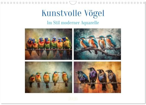 Kunstvolle Vögel (Wandkalender 2026 DIN A3 quer), CALVENDO Monatskalender: Vögel sind gefiederte Tiere, die es in verschiedenen Arten und Größen gibt. (CALVENDO Tiere)