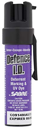 SABRE UK Legal Compact Self-Defence Spray (19ml, 35 Bursts, 3m Range) - Criminal Identification Formula with UV & Purple Marking Dye, Clip Attachment, Quick Access, Easy to Carry & Conceal