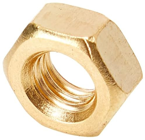 AHCMetric Hexagonal (Hex) Full Nuts Brass Self Colour M6 6mm (Pack of 50 Nuts)