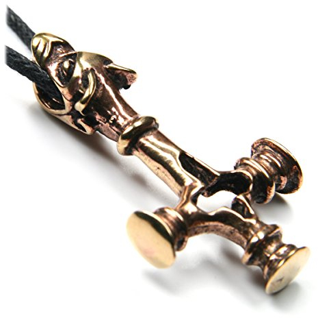 Drachensilber Wolfskreuz Wikinger Schmuck isländischer Schmuck Bronze Länge: 5,4cm, inkl. Textilband Thors Hammer Anhänger