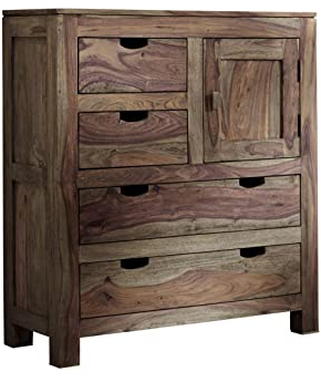 MASSIVMOEBEL24.DE Nature Grey Highboard #87 Sheesham, Farbe:grau geölt, Größe:88x38x100 cm (BxTxH)