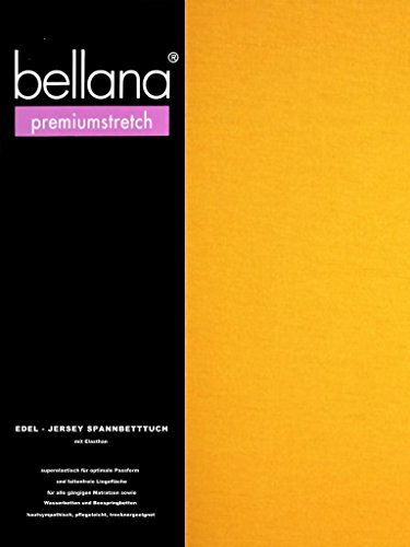 bellana® premiumstretch Edel-Elastic-Jersey Spannbetttuch für Wasserbetten und Boxspringbetten, 180-200 x 200-220 cm, Gold
