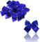 * 12er Set metallic Zierschleifen Schleifen Weihnachtsbaum-Deko Weihnachtsdeko Gesteckdeko aus 4 Farben wählbar (metallic-blau)