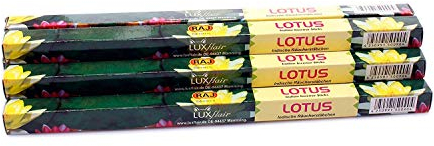 Premium Räucherstäbchen Lotus: natürlich traditionell aus Indien in fairer Herstellung. Großpackung mit 10 Boxen = 80 Stück je 45min. Exotisch blumiger Duft