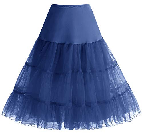 Bbonlinedress Petticoat Unterrock Crinoline Underskirt Reifrock Rock für 50er Vintage Cocktailkleid Navy XL