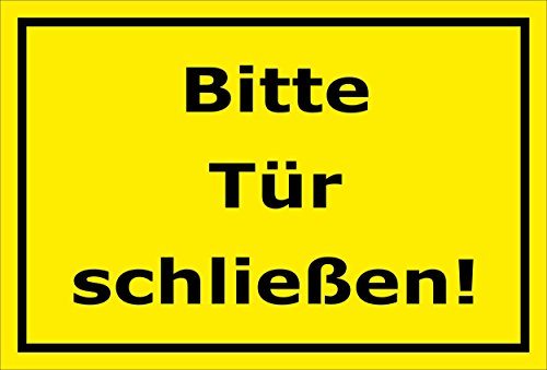 Melis-Folienwerkstatt Schild Bitte Tür schließen – 15x20cm, 30x20cm und 45x30cm – Bohrlöcher Aufkleber Hartschaum Aluverbund -S00143C