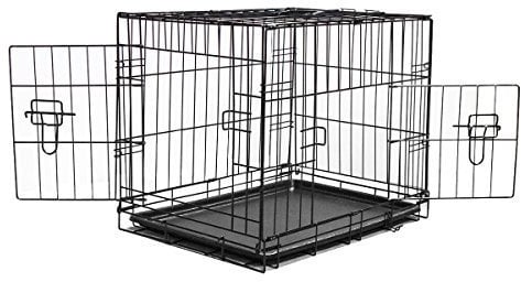 KCT Small Dog Crate with Removeable Plastic Tray Metal Puppy Pet Cage– Folding Training Pet Pen with 2 Doors
