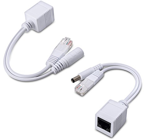 kwmobile Passive Power Over Ethernet PoE Adapter Kabel Set - Injektor + Splitter Kabel für Netzwerk, IP Telefon und IP Kamera
