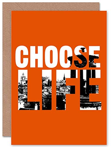 Wee Blue Coo Quote Choose Life Trainspotting Edinburgh Scotland Greetings Card Cp3248