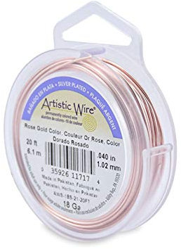 Beadalon Artistic Wire 18 Gauge Silver Plated Rose Gold Colour 1.0mm X 6.1m