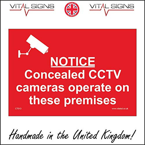 CT013 Notice Concealed Cctv Cameras Operate On These Premises SIGN Hidden 150mm x 100mm Sticker/Sav - White Background