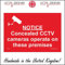 CT013 Notice Concealed Cctv Cameras Operate On These Premises SIGN Hidden 150mm x 100mm Sticker/Sav - White Background